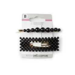 Online Gifi Lot de 2 barrettes à cheveux dorées à perles noires