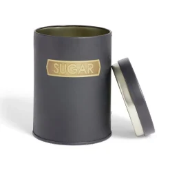 Lot de 3 boîtes alimentaires acier noir et doré Ø9xH12cm^Gifi Discount