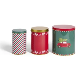 Lot de 3 boîtes alimentaires en métal décor Noël 3 tailles^Gifi Sale