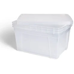 Rangement|Gifi Lot de 3 box 43L plastique transparent 56x39,5x35,5cm