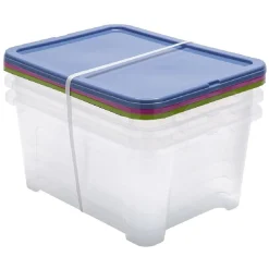 Rangement|Gifi Lot de 3 box 24L plastique transparent 44,5x34x33cm