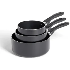 Lot de 3 casseroles tous feux sauf induction aluminium noir Ø14/16/20cm^Gifi Discount