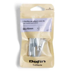 Clearance Gifi Lot de 5 chevilles métal avec vis Ø8x46mm charge 30kg