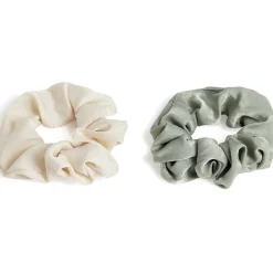 Best Gifi Lot de 2 chouchous scrunchies uni beige et uni kaki