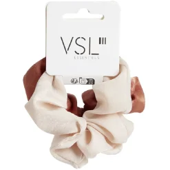 Gifi Lot de 2 chouchous scrunchies uni beige et uni marron