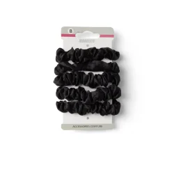 Gifi Lot de 5 chouchous scrunchies polyester satiné noir