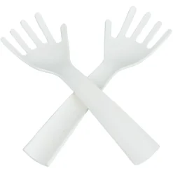 Lot de 2 couverts à salade forme main plastique blanc^Gifi Hot