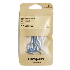 Best Gifi Lot de 8 crochets ouverts gris Ø3,5x20mm