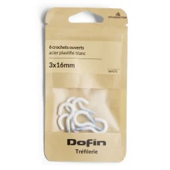 New Gifi Lot de 6 crochets ouverts blancs Ø3x16mm