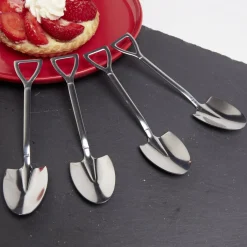 Lot de 4 cuillères forme pelle en métal argenté^Gifi