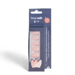 New Gifi Lot de 24 faux ongles caméléon avec stickers de colle plastique rose