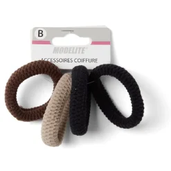 Online Gifi Lot de 4 élastiques à cheveux mousse polyester tricolore