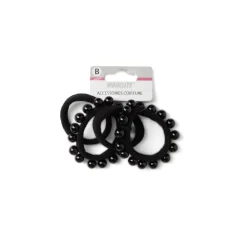Outlet Gifi Lot de 4 élastiques à cheveux avec perles polyester noir