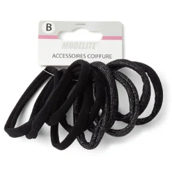 Clearance Gifi Lot de 10 élastiques à cheveux mousse polyester noir et argenté