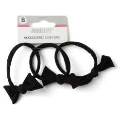 Online Gifi Lot de 3 élastiques à cheveux avec noeud papillon polyester noir