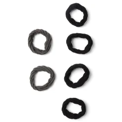 Best Gifi Lot de 6 élastiques à cheveux larges polyester doux noir et gris