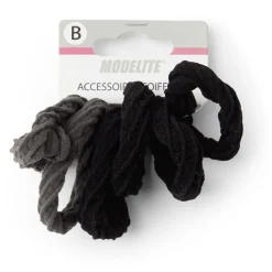 Best Gifi Lot de 6 élastiques à cheveux larges polyester doux noir et gris