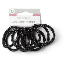 Best Gifi Lot de 8 élastiques à cheveux spirale caoutchouc noir