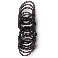 Online Gifi Lot de 15 élastiques à cheveux polyester noir et fil métallique rose