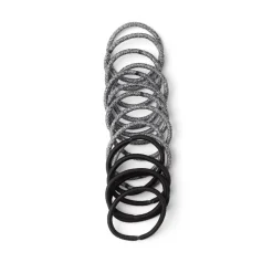 Outlet Gifi Lot de 15 élastiques à cheveux polyester noir et blanc aspect chiné