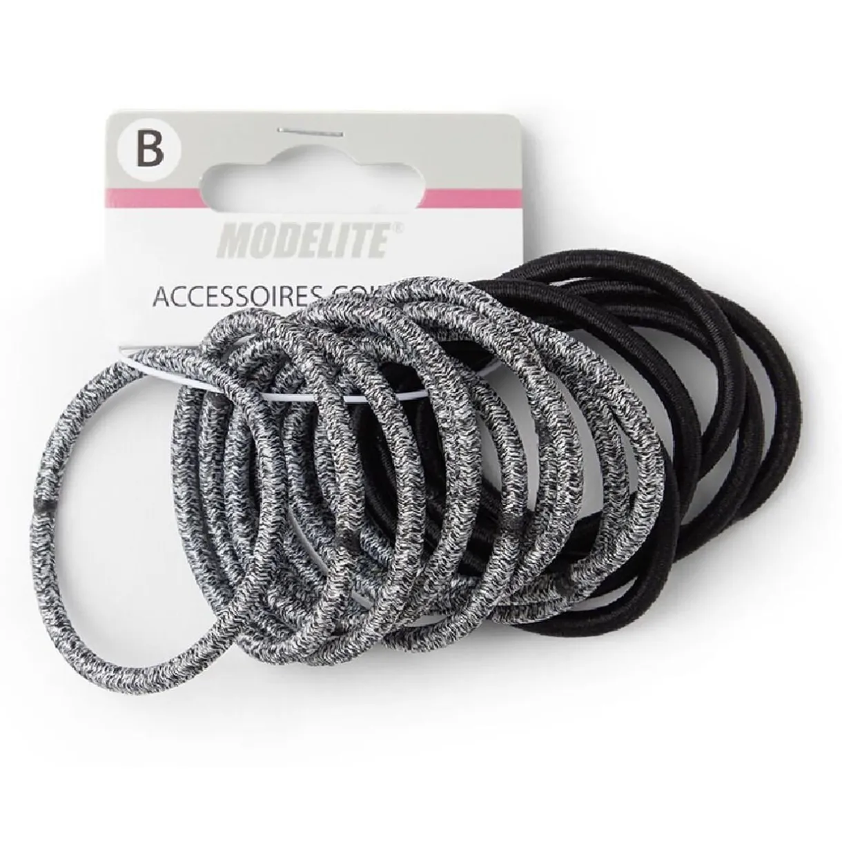 Outlet Gifi Lot de 15 élastiques à cheveux polyester noir et blanc aspect chiné