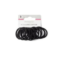 Outlet Gifi Lot de 15 élastiques à cheveux basiques polyester noir