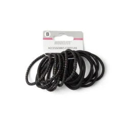 Outlet Gifi Lot de 15 élastiques à cheveux polyester noir et fil métallique multicolore