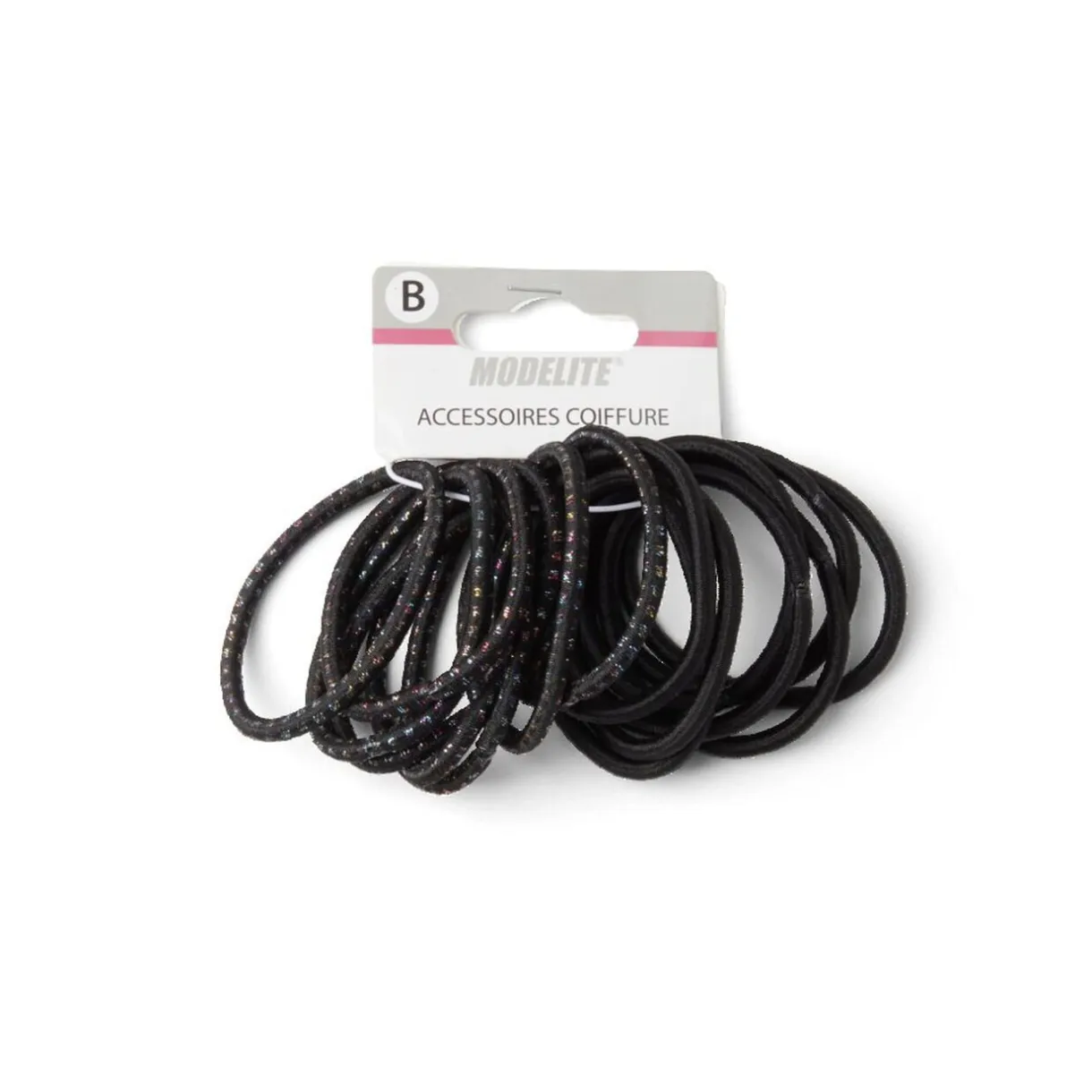 Outlet Gifi Lot de 15 élastiques à cheveux polyester noir et fil métallique multicolore