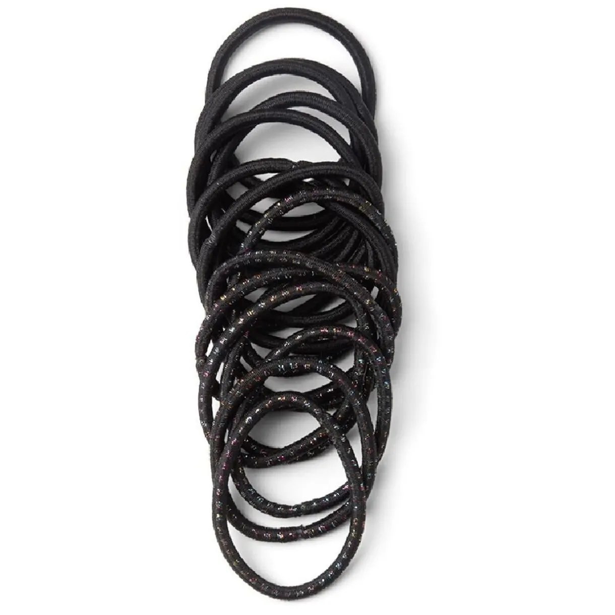 Outlet Gifi Lot de 15 élastiques à cheveux polyester noir et fil métallique multicolore