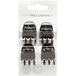Hot Gifi Lot de 4 mini pinces à cheveux 6 dents noires