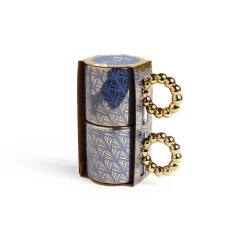 Lot de 2 mugs 30cl design chic bleu foncé et doré^Gifi Sale