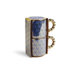 Lot de 2 mugs 30cl design chic bleu foncé et doré^Gifi Sale