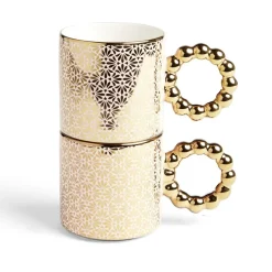 Lot de 2 mugs 30cl design chic rose et doré^Gifi Discount