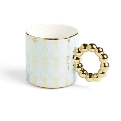 Lot de 2 mugs 30cl design chic bleu clair et doré^Gifi New