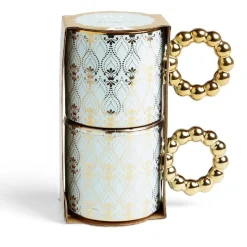 Lot de 2 mugs 30cl design chic bleu clair et doré^Gifi New