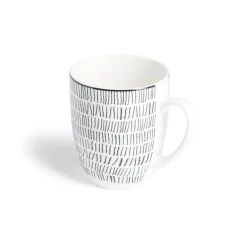 Lot de 4 mugs 200ml porcelaine Ø8,8x10,4cm noir et blanc^Gifi Best