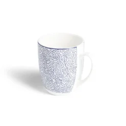 Lot de 4 mugs 200ml porcelaine Ø8,8x10,4cm bleu et blanc^Gifi Sale