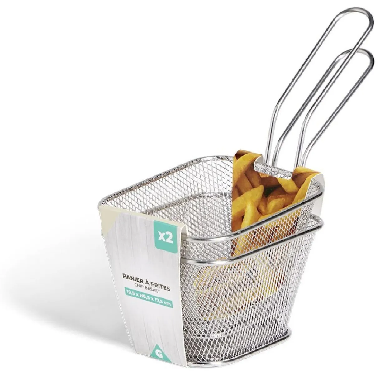 Lot de 2 paniers à frites inox argenté 19,5x17,5x8,5cm^Gifi Discount