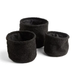 Rangement|Gifi Lot de 3 panières en laine bouclée noir