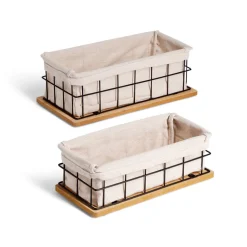 Rangement|Gifi Lot de 2 panières métal et bois