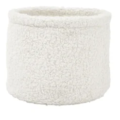 Rangement|Gifi Lot de 3 panières rondes effet laine bouclée polyester blanc