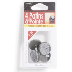 Gifi Lot de 4 patins de meuble ronds avec pointe - Ø28 mm