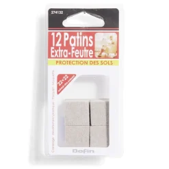 Outlet Gifi Lot de 12 patins en feutre adhésif ultra puissant - 22x22 mm