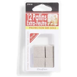 Outlet Gifi Lot de 12 patins en feutre adhésif ultra puissant - 22x22 mm