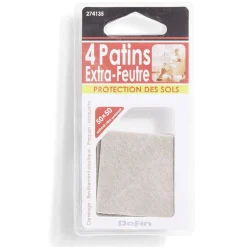 Gifi Lot de 4 patins en feutre adhésif ultra puissant - 50x50 mm