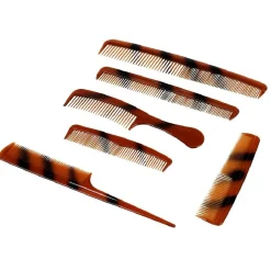 Hot Gifi Lot de 6 peignes en plastique marron et noir