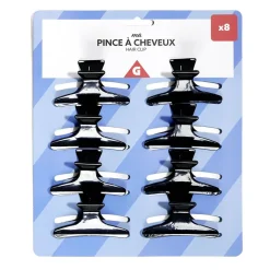Discount Gifi Lot de 8 pinces à cheveux noir ou rose - 2 coloris