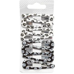 Best Gifi Lot de 8 pinces clic clac fleuries noires et blanches
