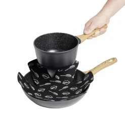 Lot de 3 protège-poêles Ø38cm polyester noir ou gris^Gifi
