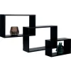 Rangement|Gifi Lot de 3 étagères rectangulaires en bois noir